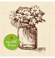 rustic mason canning jar vintage hand drawn sketch vector image vector image