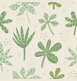 aralia and palm leaves hand drawn seamless pattern vector image vector image