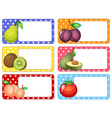 square labels with fresh fruits vector image