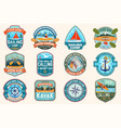 set sailing camp canoe and kayak club patches vector image vector image