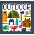 tourist background with camping equipment in flat vector image