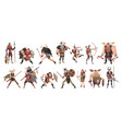 cartoon viking characters funny medieval warriors vector image vector image