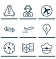 set of 9 travel icons includes siren info vector image vector image