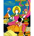 goddess lakshmi and lord ganesha on happy diwali vector image