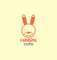 head cute cartoon rabbit long ears logo design vector image vector image