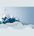 landscape and cloud mountains and birds on blue vector image