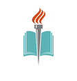 book and torch education or library logo vector image