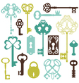 collection of antique keys vector image vector image