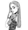 portrait of a young woman with long hair vector image