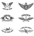 set of airplane show labels isolated on white vector image