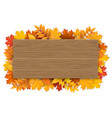 wooden sign with autumn maple tree leaves vector image vector image