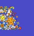 mexican background with cute naive art items vector image