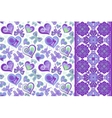 pattern set with butterflies hearts vector image vector image