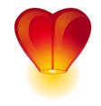red chinese sky lantern in the shape of heart vector image