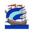 turkish ship decorative drawing in old fashion vector image