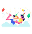 cheerful couple festive hats celebrating birthday vector image vector image