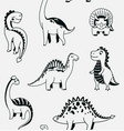 cute dinosaurs seamless pattern with black vector image vector image