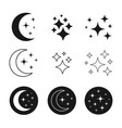 set of night icons dreams signs sleep symbols vector image