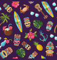 cartoon summer travel elements pattern vector image