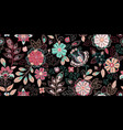embroidery seamless pattern with beautiful flowers vector image