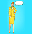 pop art stewardess flight attendant air hostess vector image vector image