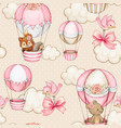 watercolor baby air balloon seamless pattern vector image vector image