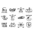 set of golf club concept with golfer silhouette vector image