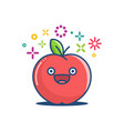 kawaii smiling apple emoticon cartoon vector image