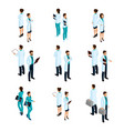 medical workers in the isometric front and back vector image