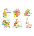 animals abc alphabet school collection for kids vector image