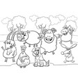 black and white cartoon farm animal characters vector image