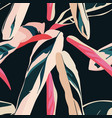 exotic pink blue bright leaves seamless pattern vector image vector image