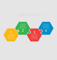 four steps parts pieces puzzle hexagon infographic vector image
