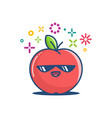 kawaii sunglasses apple emoticon cartoon vector image