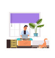 man freelancer using laptop working at home during vector image vector image
