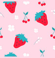 seamless strawberry cute pattern vector image