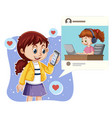a girl browsing social media vector image
