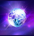 disco ball on ultraviolet outer space background vector image