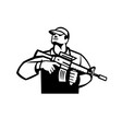 soldier military serviceman holding assault rifle vector image
