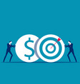 business plan and target pushing coin vector image