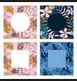 flower and tropical palm leaves card set vector image vector image