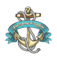 anchor with ropes and ribbon tattoo vector image vector image