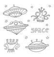 card with space objects ufo rockets aliens vector image