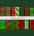 christmas tartan seamless patterns in grin vector image