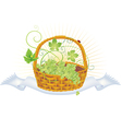 wicker basket with grape vector image