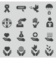 charity and donation black icons set vector image vector image