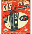 grunge retro gas station sign vector image vector image