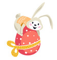 easter bunny sitting on decorative egg wrapped vector image