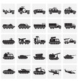 military vehicles icons set on squares background vector image