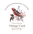vintage floral card with bird on branch vector image